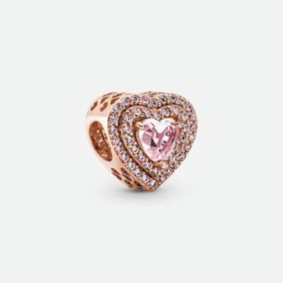 Pandora Sparkling Levelled Heart Charm - Picture 1 of 5